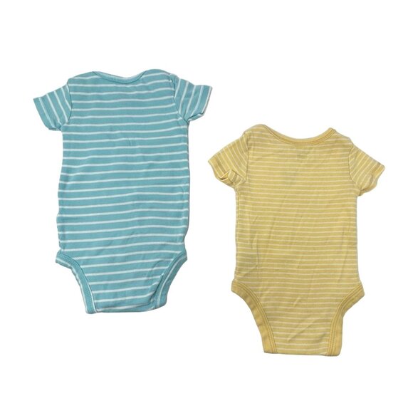 Baby Boys - 4 Body Suits - Yellow, Turquoise, Bright Yellow & White - Size 3‎ M - Picture 5 of 6